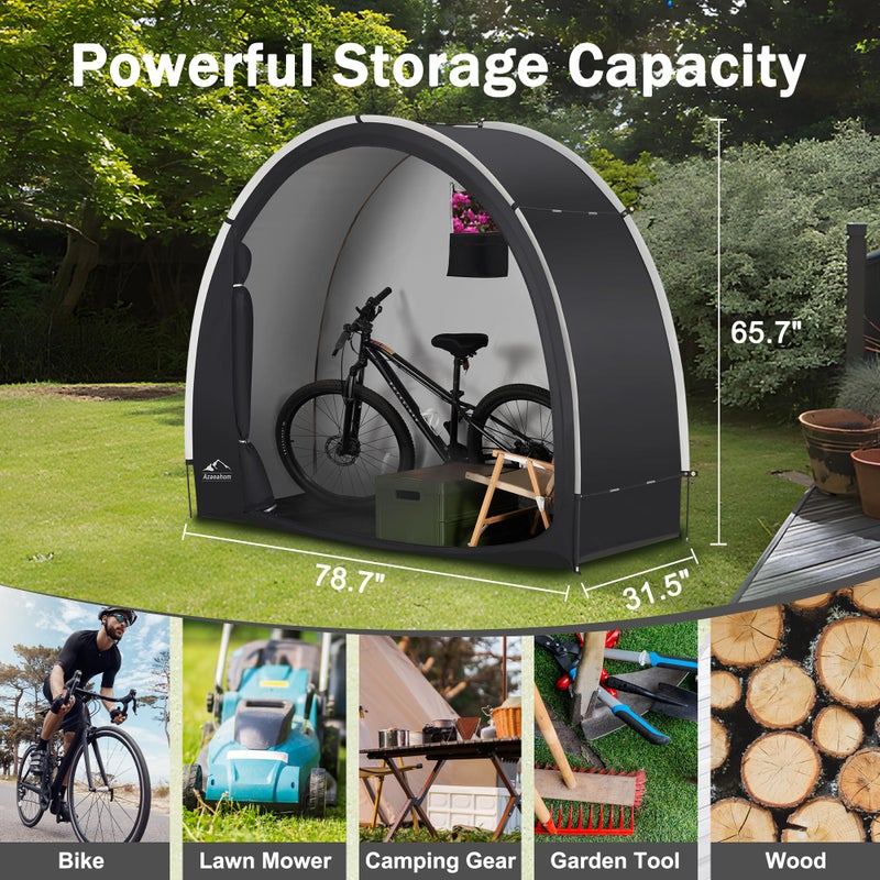 Azaeahom Bike Storage Shed Tent, Waterproof Outdoor Storage Shed for Bicycle, Easy Setup, Portable Storage Tent for Motorcycle,Garden Tools,Lawn Mower - Image 3