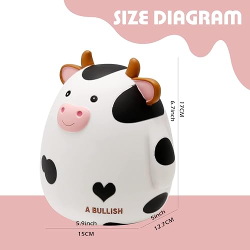 H&W Cow Piggy Bank, Unbreakable Coin Box for Kids, Cute Animal Money Bank Birthday for Boys Girls,Coin Saving Boxes (White) - Image 2