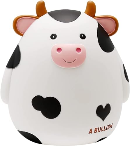 H&W Cow Piggy Bank, Unbreakable Coin Box for Kids, Cute Animal Money Bank Birthday for Boys Girls,Coin Saving Boxes (White) - Image 1