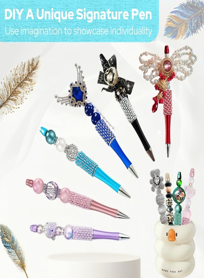 KUNHEHO 12Pcs Beadable Fancy Cute Pens for Women - Glitter Cool DIY Fun Writing Instruments - Teen Girls Gifts - Focal Beads Bulk Back to School Supplies - Image 5