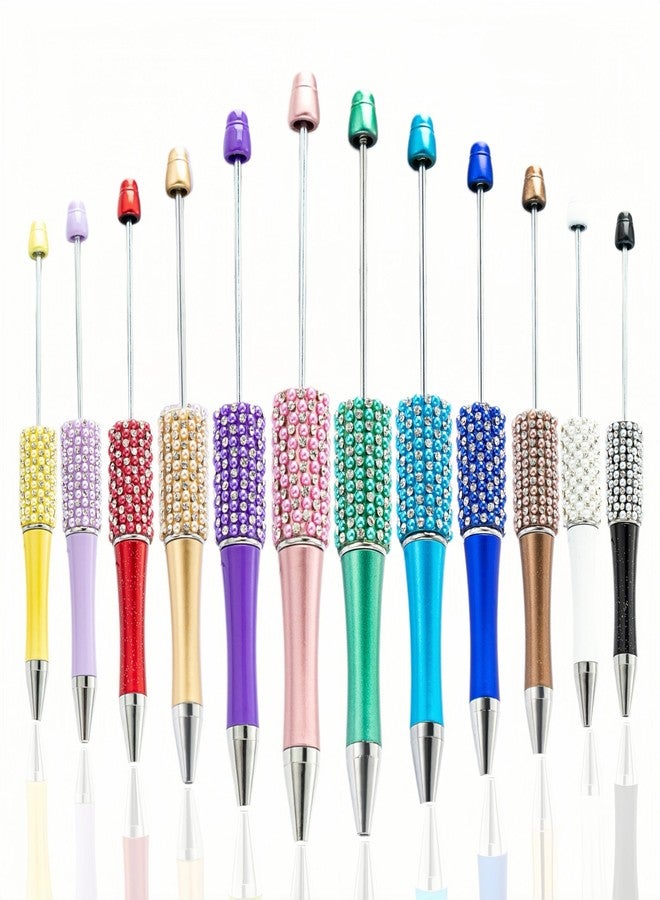 KUNHEHO 12Pcs Beadable Fancy Cute Pens for Women - Glitter Cool DIY Fun Writing Instruments - Teen Girls Gifts - Focal Beads Bulk Back to School Supplies - Image 1