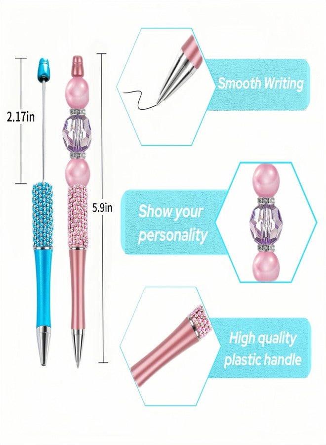 KUNHEHO 12Pcs Beadable Fancy Cute Pens for Women - Glitter Cool DIY Fun Writing Instruments - Teen Girls Gifts - Focal Beads Bulk Back to School Supplies - Image 2