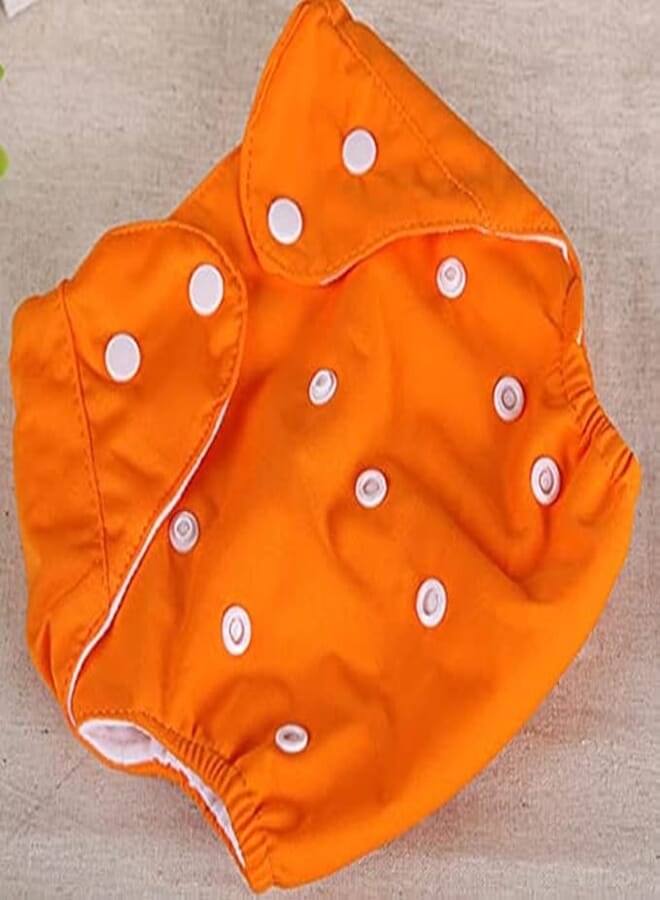 Adjustable Washable Reuseful Training Cloth Diapers Orange Fitted for Baby Girls and Baby boys with 4 Pcs Cotton Clothes