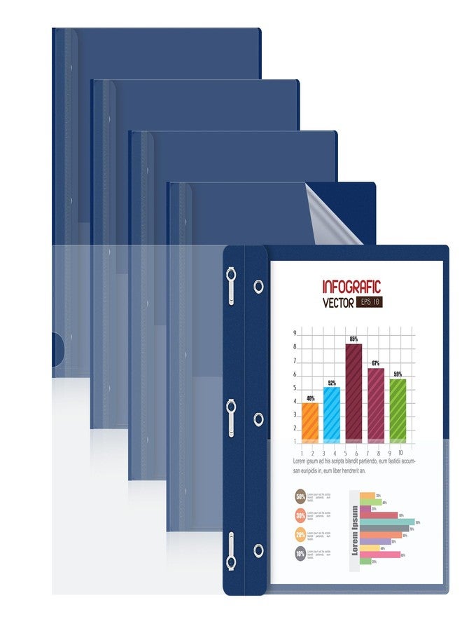 هاوتوكو مجموعة من 5 أغلفة تقارير بلاستيكية من HAUTOCO مزودة بثلاثة مشابك، غلاف شفاف أمامي لحفظ السيرة الذاتية، مناسب لأوراق بحجم 8.5 × 11 بوصة، غلاف تقرير لعرض المستندات، مناسب للمدارس والمكاتب والأعمال، لون أزرق داكن - Image 1