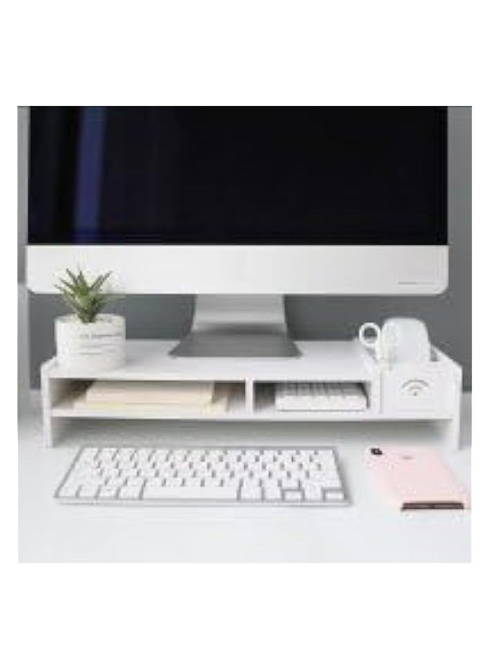 PROMASS Monitor Stand Riser, Ergonomic Height Bamboo Wood Desktop Riser Organizer, PC/Laptop/TV/Printer Monitor Stand for Home Office Use - Image 1