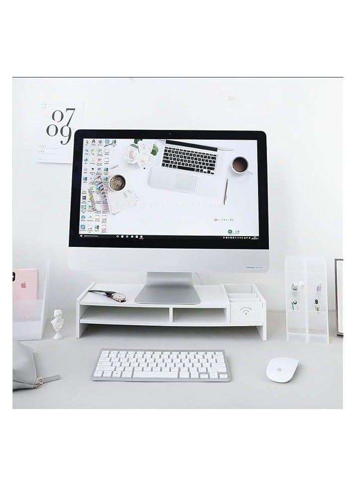 PROMASS Monitor Stand Riser, Ergonomic Height Bamboo Wood Desktop Riser Organizer, PC/Laptop/TV/Printer Monitor Stand for Home Office Use - Image 2