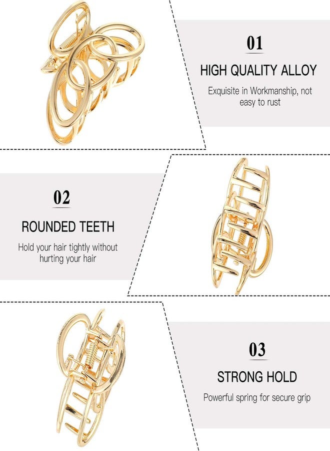 Wanmu Metal Claw Clips for Women, 4 Pcs 2 Inch Claw Hair Clips, Non-Slip Strong Clamps, Gold Hairpin for Thin to Thick Hair (Gold) - Image 3