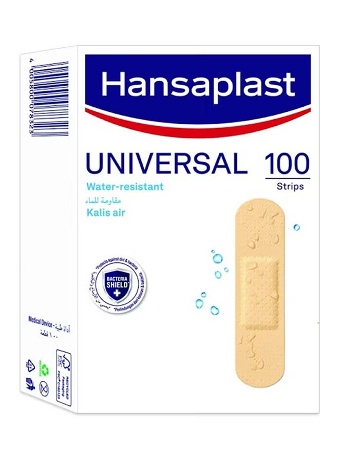Hansaplast Universal Plasters, Water-Resistant And Strong Adhesion, 100 Strips 