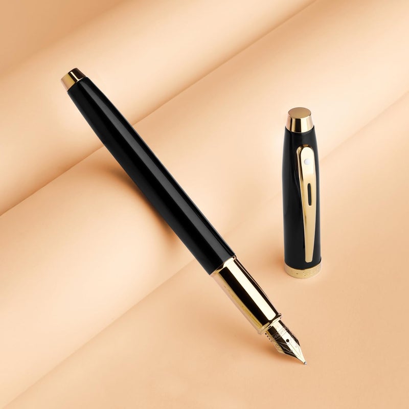 SHEAFFER Pen Sheaffer 100 E9322 Glossy Black With Gold Tone Trims Medium Fp - Image 2