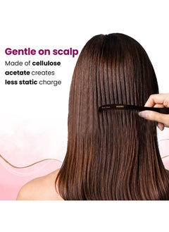 AGARO AGARO Hand Made Comb With Handle, Grooming Comb, All Fine Tooth Dressing Comb, Smooth Rounded Teeth, Hair Styling, Hair Brushing, Hair Dressing, Cellulose Acetate Comb, For Men & Women, HMC73, Brown.  - Image 4