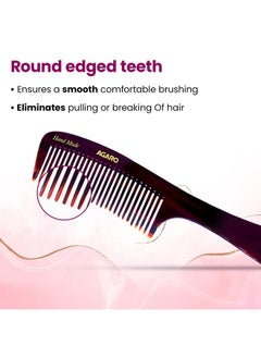 AGARO AGARO Hand Made Comb With Handle, Grooming Comb, All Fine Tooth Dressing Comb, Smooth Rounded Teeth, Hair Styling, Hair Brushing, Hair Dressing, Cellulose Acetate Comb, For Men & Women, HMC73, Brown.  - Image 3
