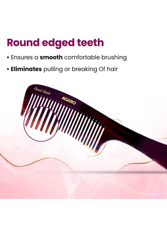 AGARO AGARO Hand Made Comb With Handle, Grooming Comb, All Fine Tooth Dressing Comb, Smooth Rounded Teeth, Hair Styling, Hair Brushing, Hair Dressing, Cellulose Acetate Comb, For Men & Women, HMC73, Brown.  - Image 3