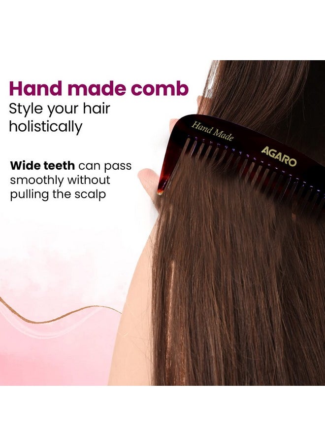 AGARO AGARO Hand Made Comb With Handle, Grooming Comb, All Fine Tooth Dressing Comb, Smooth Rounded Teeth, Hair Styling, Hair Brushing, Hair Dressing, Cellulose Acetate Comb, For Men & Women, HMC73, Brown.  - Image 2