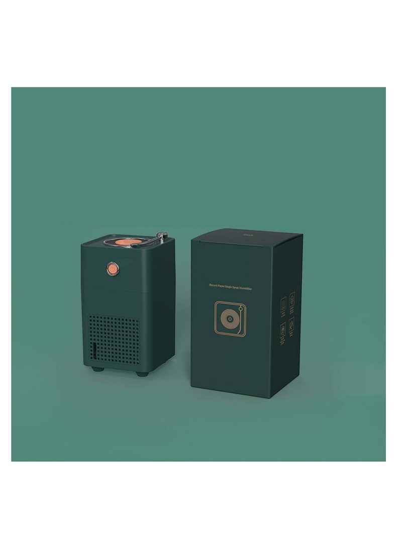 SYOSI Humidifiers For Bedroom USB-C Portable Desk Humidifier Car  300ml Small Mini Humidifier, Classic Record Player Small Mini Spray with Ambient Night Light Wireless 2 Mist Modes Green  - Image 2