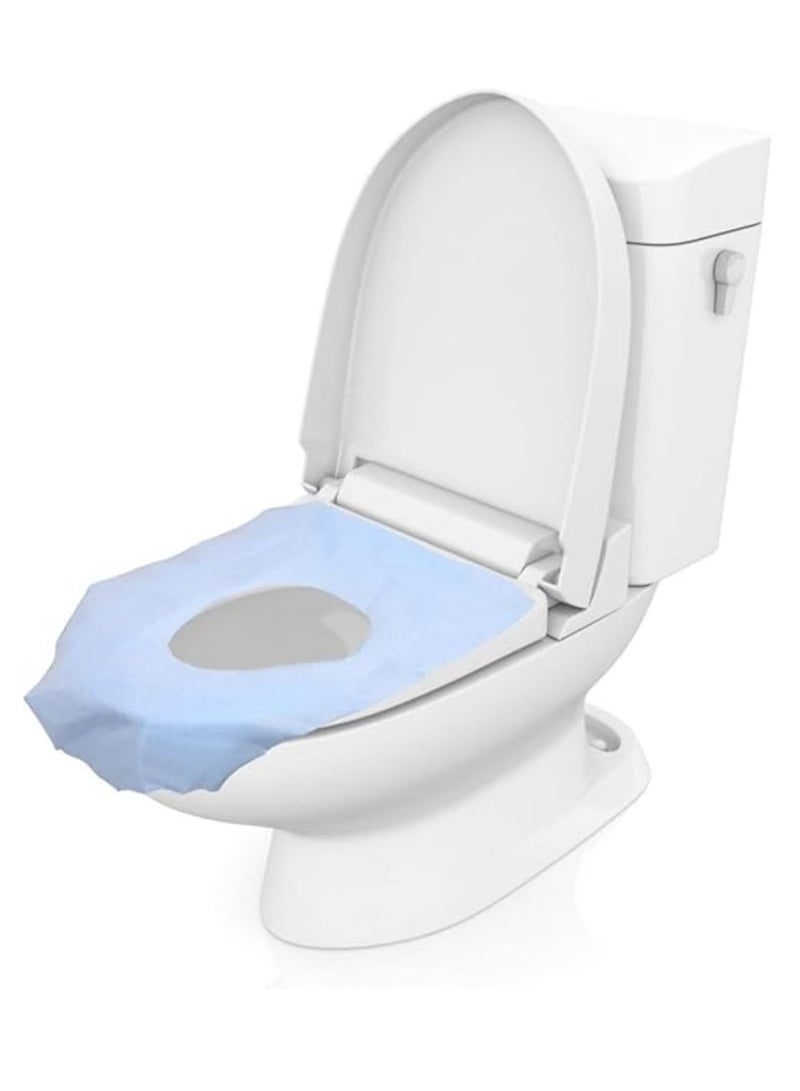 يوريفو 50 قطعة من أغطية مقاعد المرحاض للاستعمال مرة واحدة، وسادة مقاعد المرحاض المحمولة، طائرات للاستعمال مرة واحدة للأطفال، وسادة مرحاض من ورق لب الخشب السميك للأطفال الصغار، أزرق - Image 2