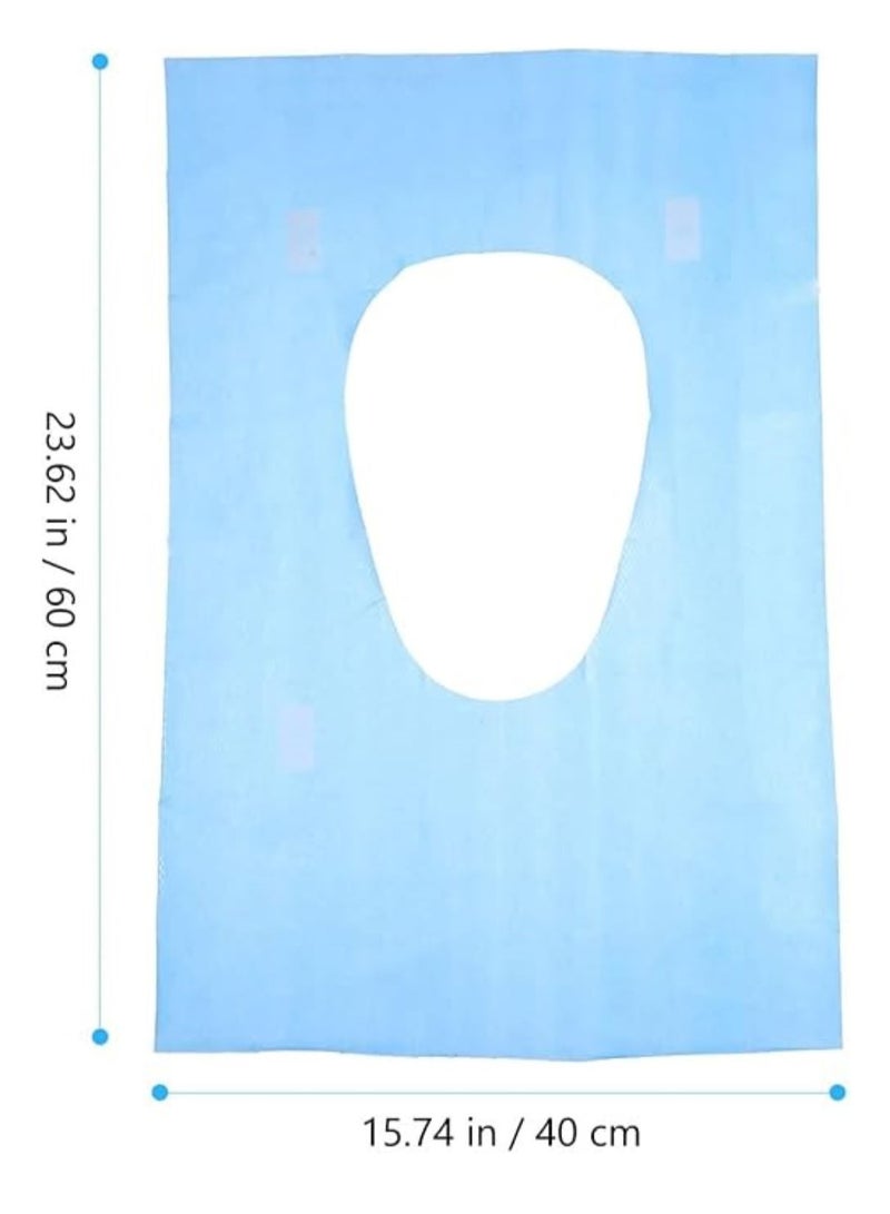 يوريفو 50 قطعة من أغطية مقاعد المرحاض للاستعمال مرة واحدة، وسادة مقاعد المرحاض المحمولة، طائرات للاستعمال مرة واحدة للأطفال، وسادة مرحاض من ورق لب الخشب السميك للأطفال الصغار، أزرق - Image 3