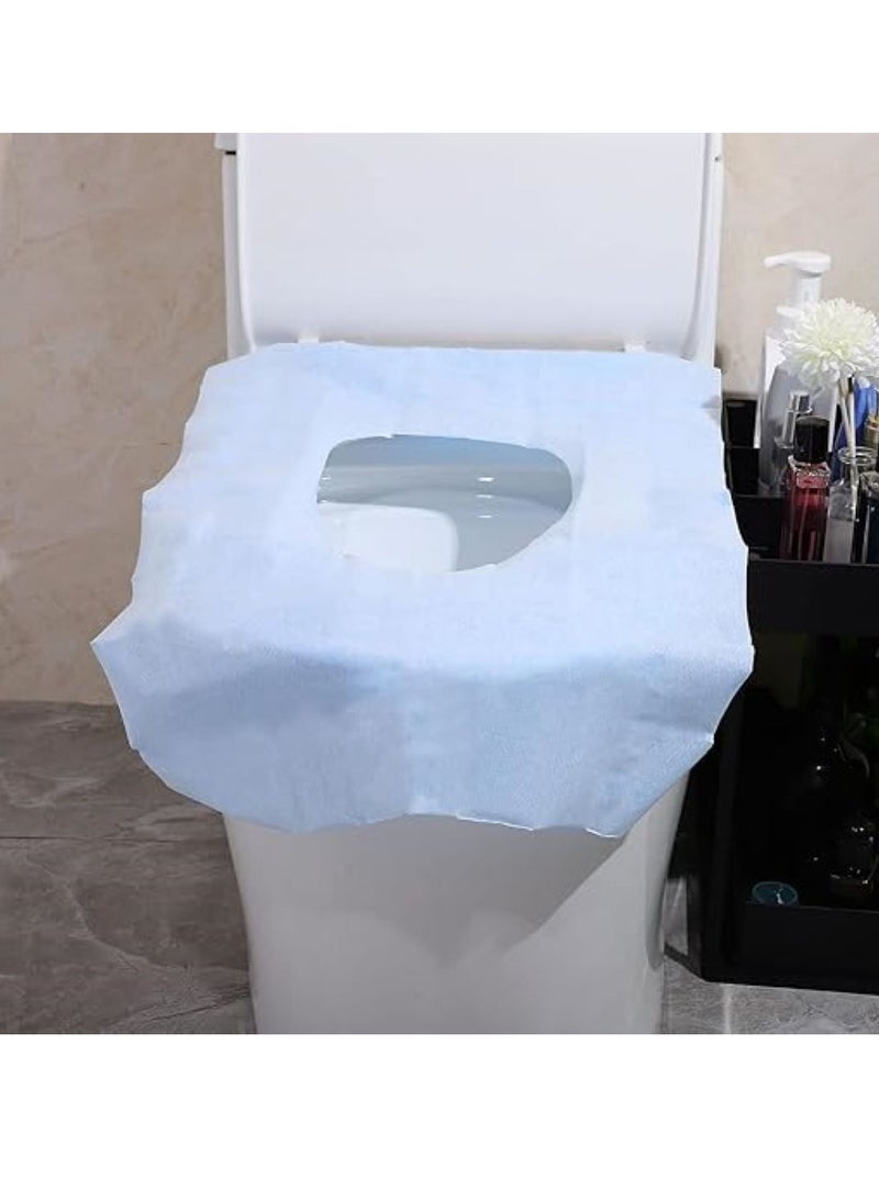 يوريفو 50 قطعة من أغطية مقاعد المرحاض للاستعمال مرة واحدة، وسادة مقاعد المرحاض المحمولة، طائرات للاستعمال مرة واحدة للأطفال، وسادة مرحاض من ورق لب الخشب السميك للأطفال الصغار، أزرق - Image 4