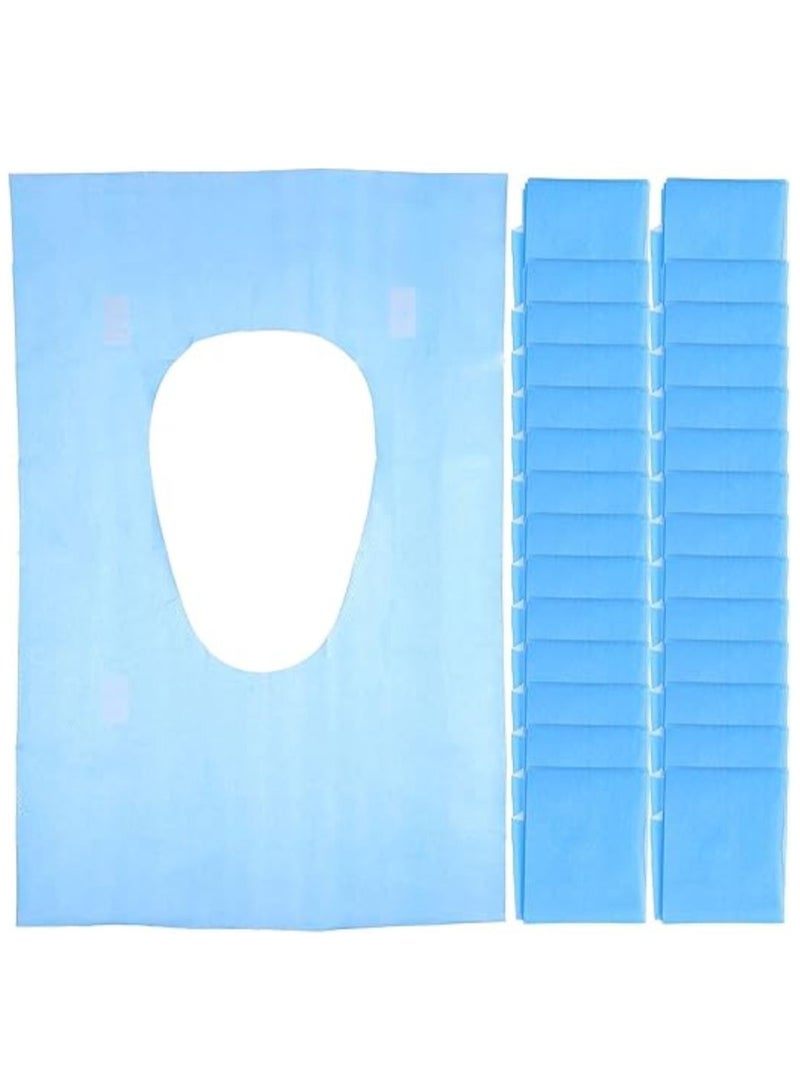 يوريفو 50 قطعة من أغطية مقاعد المرحاض للاستعمال مرة واحدة، وسادة مقاعد المرحاض المحمولة، طائرات للاستعمال مرة واحدة للأطفال، وسادة مرحاض من ورق لب الخشب السميك للأطفال الصغار، أزرق - Image 5