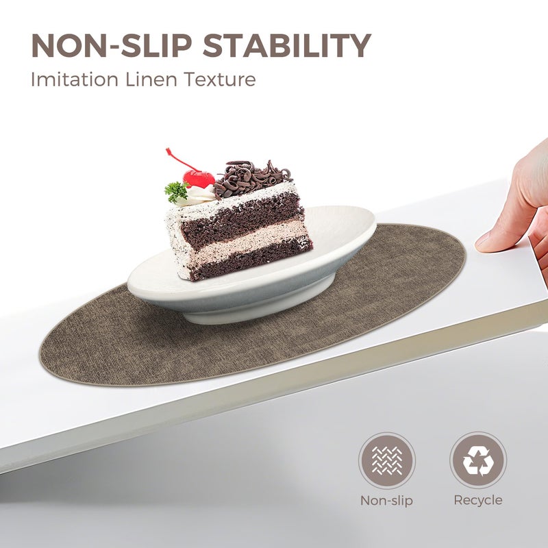 NCUE 13" Round Placemats Set of 4, Reversible Faux Leather Heat Resistant Table Mats, Waterproof Oilproof Wipeable Table Protective Placemats for Vinyl, Washable for Indoor & Outdoor Use (4, Dark Coffee) - Image 4