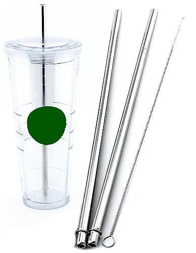 CocoStraw 2 Venti Stainless Steel CocoStraw Replacement Straws 2qty For Hot & Cold Travel Mug To-Go Drink Cups - Image 1