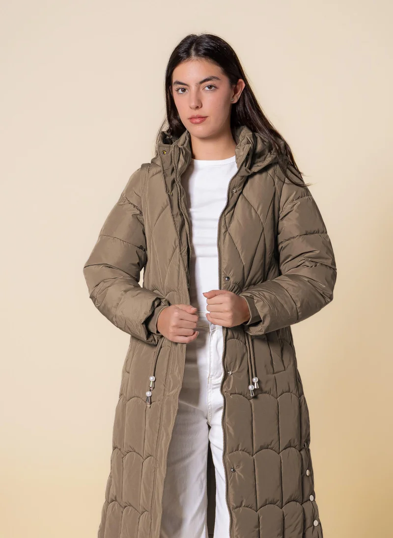 SHAPES LONG DETAILED PUFFER JACKET