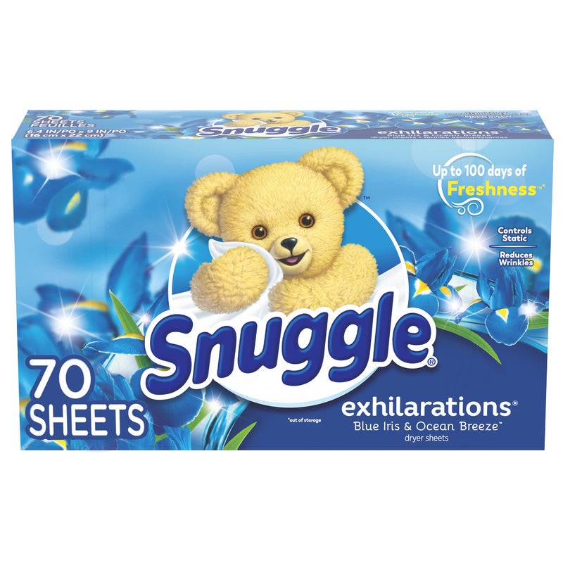 Snuggle Fabric Softener Dryer Sheets, Blue Iris & Ocean Breeze, 70 Count - Image 1