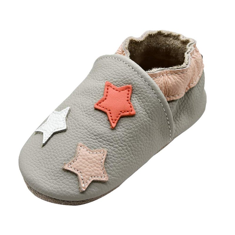 iEvolve iEvolve Baby Shoes Baby Toddler Soft Sole Prewalker Baby First Walking Shoes Crib Shoes Baby MoccasinsGrey Star 06 Months
