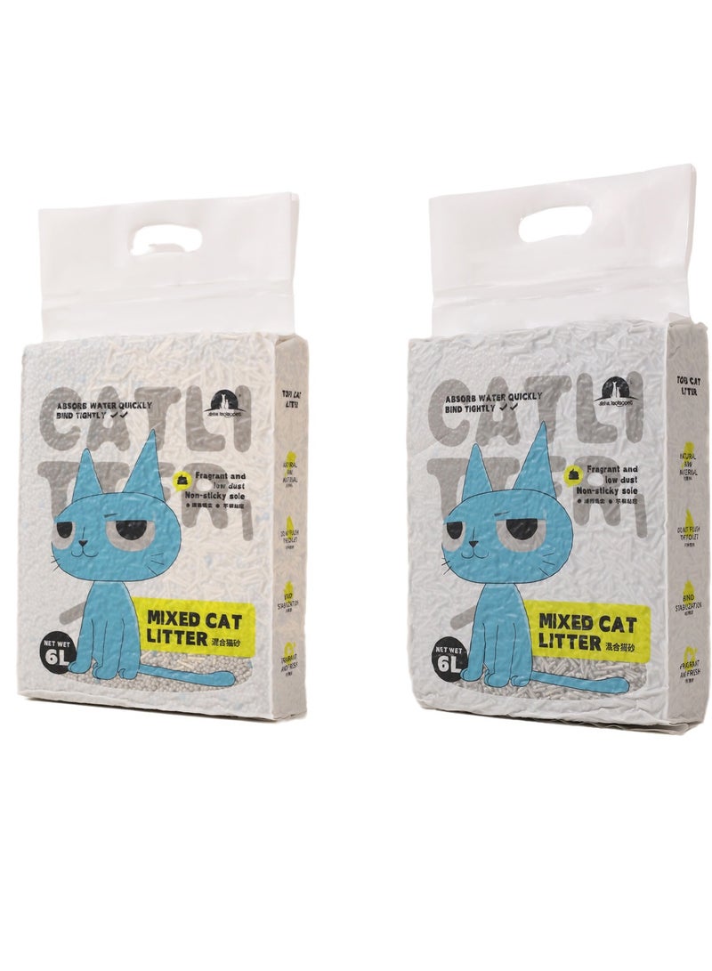 CityRiya-Long Cat Litter, Clumping Cat Litter Natural Ingredients, 2 Packs 12L Low Dust Superior Odor Control Cats Litters, Kitty Litters, Hard Clumping Moisture Absorbing Clay Multi Cats Litter (Original B)  - Image 1