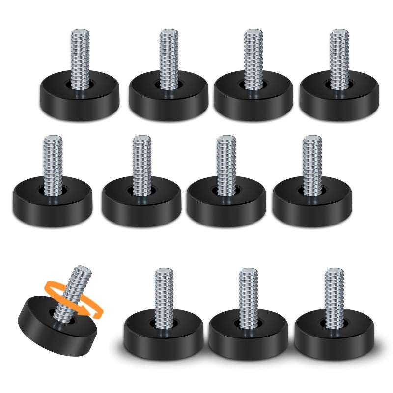 LRVAE 12 PCS Leveling Feet, 1/4-Inch 20-UNC Adjustable Leveler, Fits Small DIY Projects, Stable Furniture Leveling for Uneven Floors, Elegant Threaded Levelers Screw in - Image 1