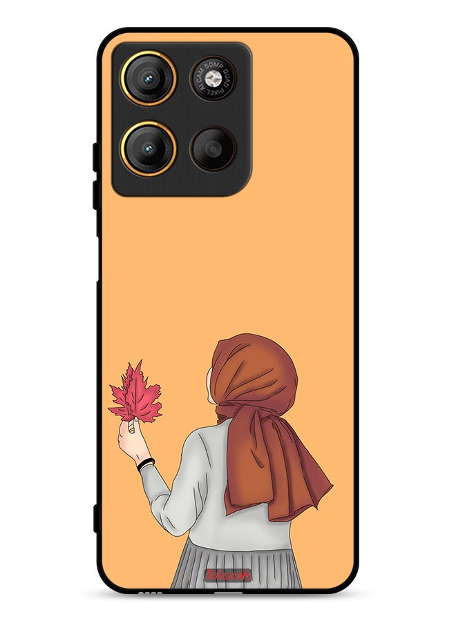 Tolwak Motorola Moto G15 Protective Case Cover Holding Leaf