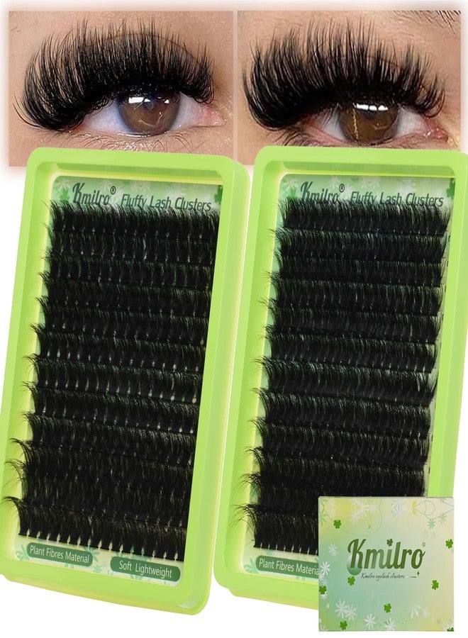 kmilro Lashes Clusters 180D+240D Fluffy Thick Lash Clusters 14-24mm Long Cluster Eyelash Extensions 432Pcs D Curl Eyelash Clusters Waterproof Volume Individual Cluster Lashes Soft Wispy Mink False Eyelashes - Image 1