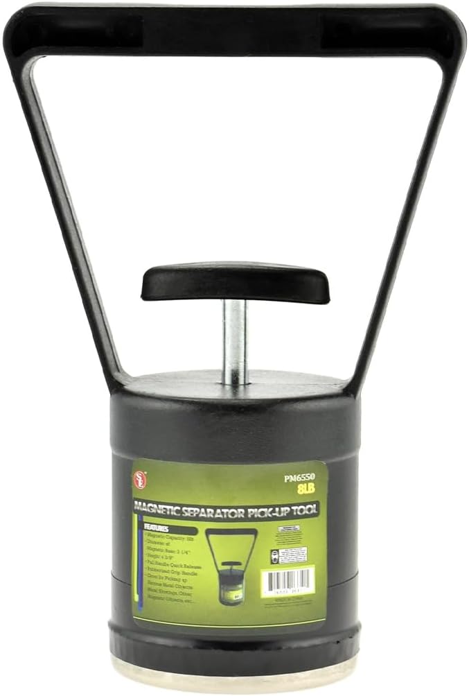 SE أداة فصل مغناطيسية لالتقاط المعادن مع إطلاق سريع - سعة 8 رطل، مقبض مطاطي، مثالية لالتقاط رقائق المعادن والأجسام الحديدية PM6550 - Image 1
