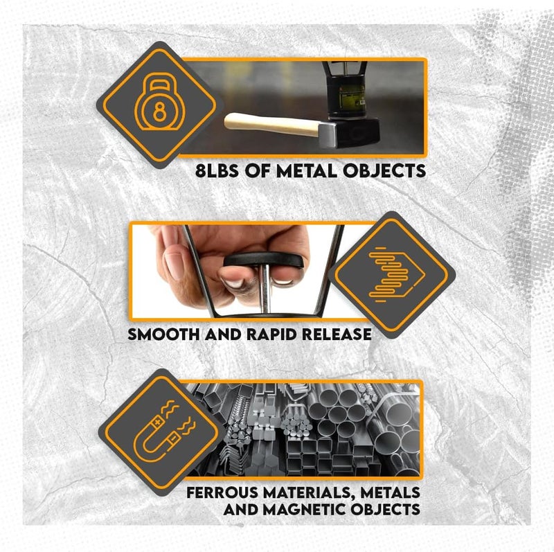 SE أداة فصل مغناطيسية لالتقاط المعادن مع إطلاق سريع - سعة 8 رطل، مقبض مطاطي، مثالية لالتقاط رقائق المعادن والأجسام الحديدية PM6550 - Image 2