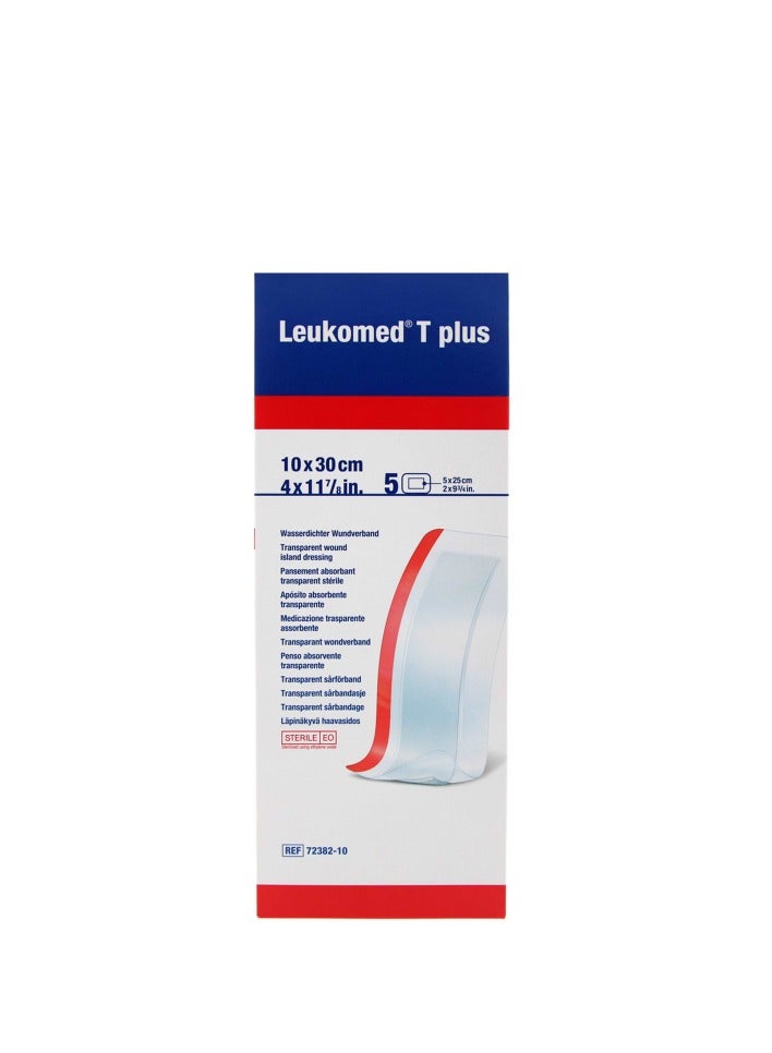 BSN Medical BSN Medical Leukomed T Plus Sterile Transparent Waterproof Adhesive Film Dressing with Pad, 10 cm x 30 cm Size 