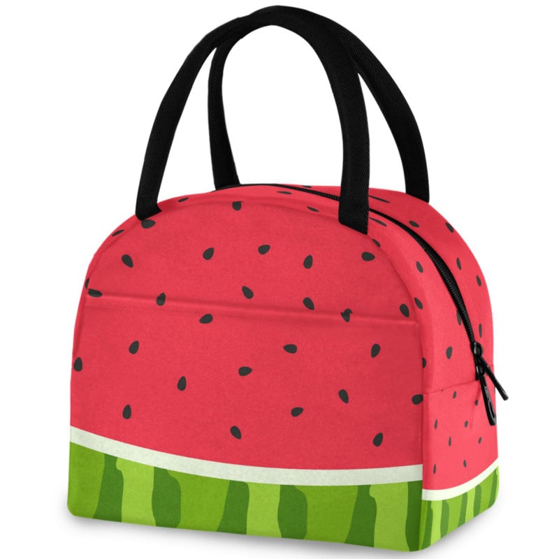 ZzWwR Watermelon Slice with Seed Lunch Tote Bag with Front Pocket Reusable Insulated Thermal Zipper Closure Cooler Container Bag for School Work Picnic Travel Fishing Beach 0g272618466p407c442s828