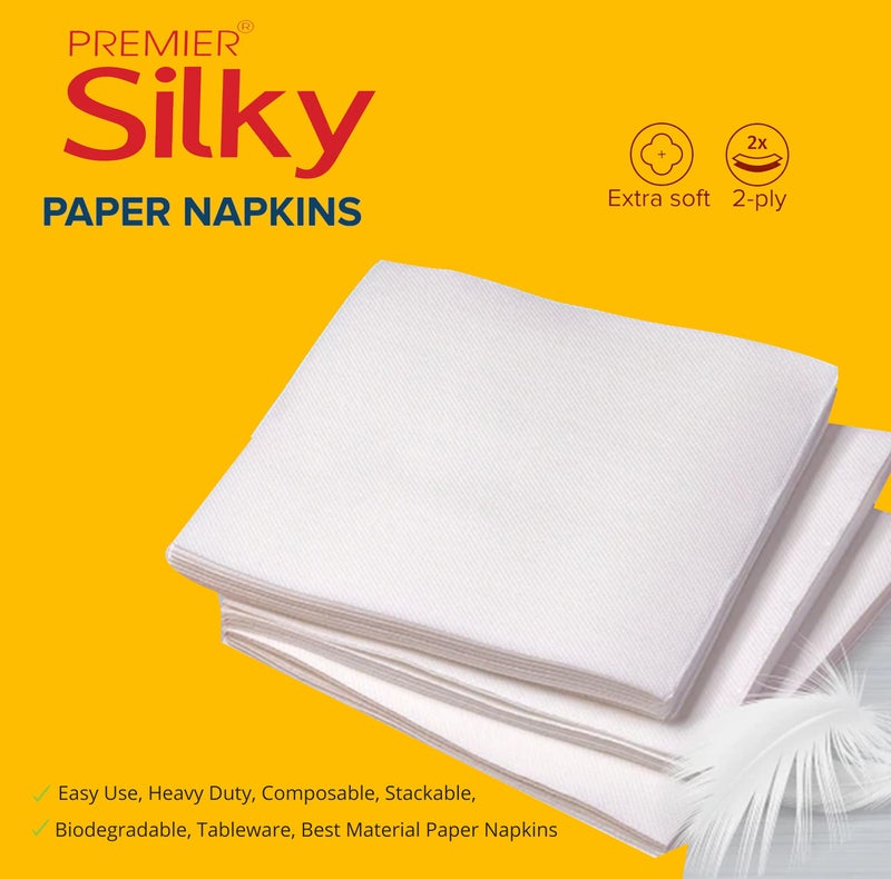 Premier Tissue Paper Silky Soft Napkins (450 Sheets) | Pack of 5 (90 Pulls Each) | Premium Facial & Kitchen Tissues | Soft, Strong, Absorbent | Daily Home & Office Use - Image 4