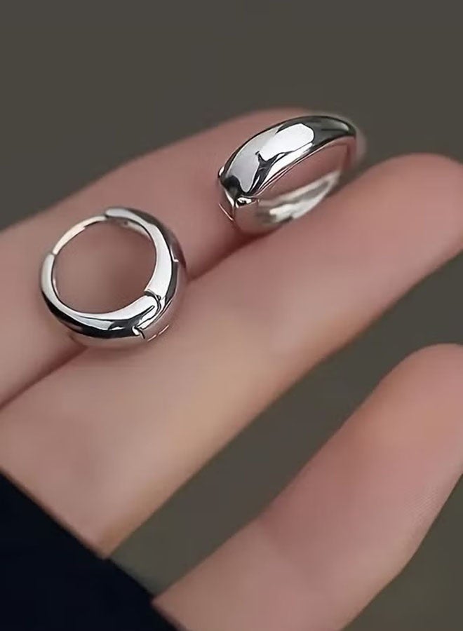 3 Pairs Silver Hoop Earrings Set for Women Trendy Plated Hoop Earrings Small Huggie Hoops Earring Sets for Multiple Piercing Silver Earring Stack Dainty Earrings for Girls Gift - Image 3