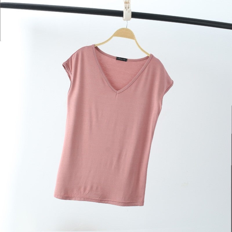 Modal Sleeveless T-shirt Women's Summer Thin V-neck Sleeveless Top Loose Large Size Vest Casual Solid Color Base Shirt - Image 5
