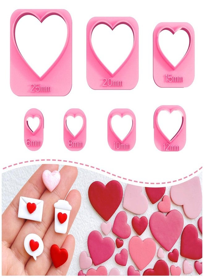 Keoker Heart Clay Cutter - Valentines Polymer Clay Cutters for Earrings Making, 7 Size Hearts - Image 1