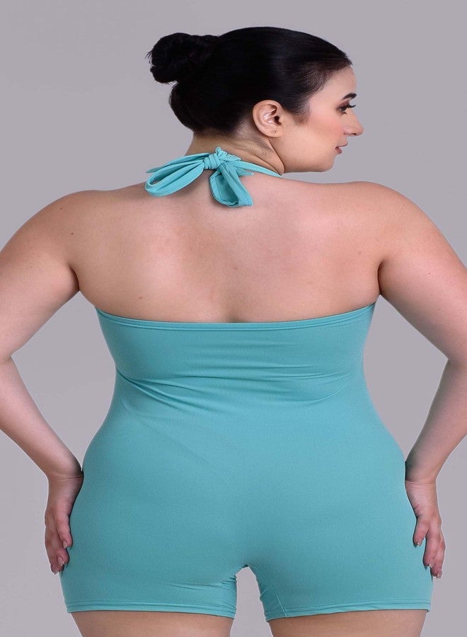 كيب فيت بدلة سباحة نسائية قطعة واحدة بدون أكمام بمقاسات كبيرة مبطنة من Keepfit، لون أزرق فيروزي | بدلة سباحة للنساء - Image 5