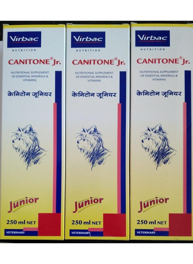 Virbac Canitone Jr Liquid - Nutritional Vitamin Supplement for Dogs and Cats 250 Ml - Pack of 3 - Image 1