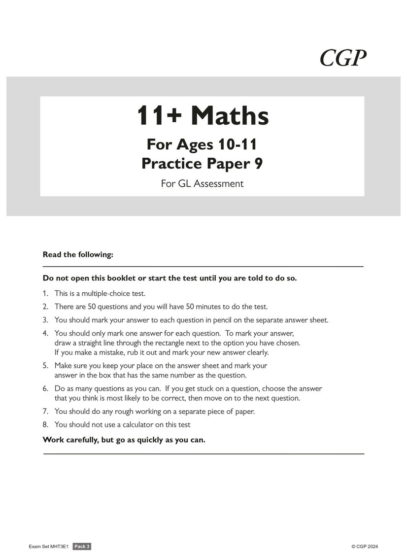 null - 11+ GL Maths Practice Papers: Ages 10-11 - Pack 3 (with Parents' Guide & Online Edition) - Image 1