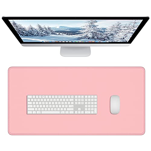 Dapesuom Large Gaming Mouse Pad, Extended Mouse Mat with Stitched Edges, Full Size Keyboard Pad with Non-Slip Base, Big XXL Computer Desk Mats for Gamer, Laptop, Office, 31.5 x 15.7in, Pink - Image 1