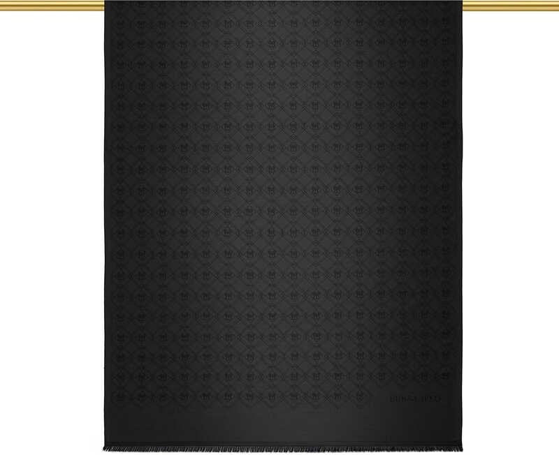 Bursa İpek Black Monogram Pattern Jacquard Silk Shawl  - Image 2