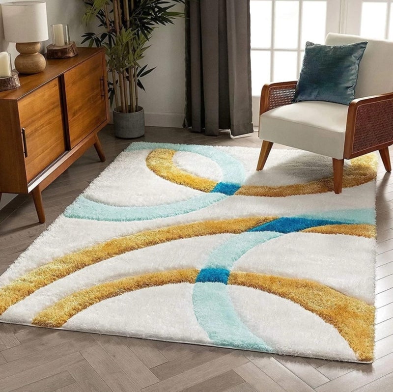 FRESH FROM LOOM Royal Edition Large 60 x 84 Inch Carpets for Home | Premium Shaggy Fur Rug Runner | Anti-Skid Bedroom Carpet |Premium Carpets for Living Area Office Sofa Room (5x7 feet), Multicolor - Image 1