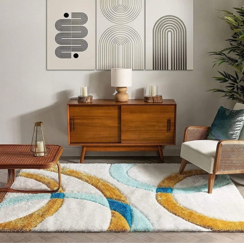 FRESH FROM LOOM Royal Edition Large 60 x 84 Inch Carpets for Home | Premium Shaggy Fur Rug Runner | Anti-Skid Bedroom Carpet |Premium Carpets for Living Area Office Sofa Room (5x7 feet), Multicolor - Image 2