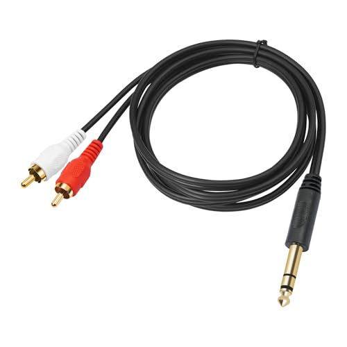 SiYear Gold-Plated 6.35mm 1/4 inch Male TRS Stereo Plug to 2 RCA Phono Male Audio Y Splitter Cable,Connector Wire Cord Plug (1.5M) - Image 2