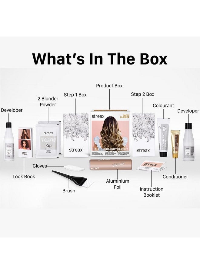 Streax Hair Colour Highlight Kit | Blonde Hair Colour, Soft Blonde - Pack Of 1 I Enriched With Walnut & Argan Oil I Hair Colour For Women | Rich, Vibrant, Easy To Use, Diy Application - Image 3