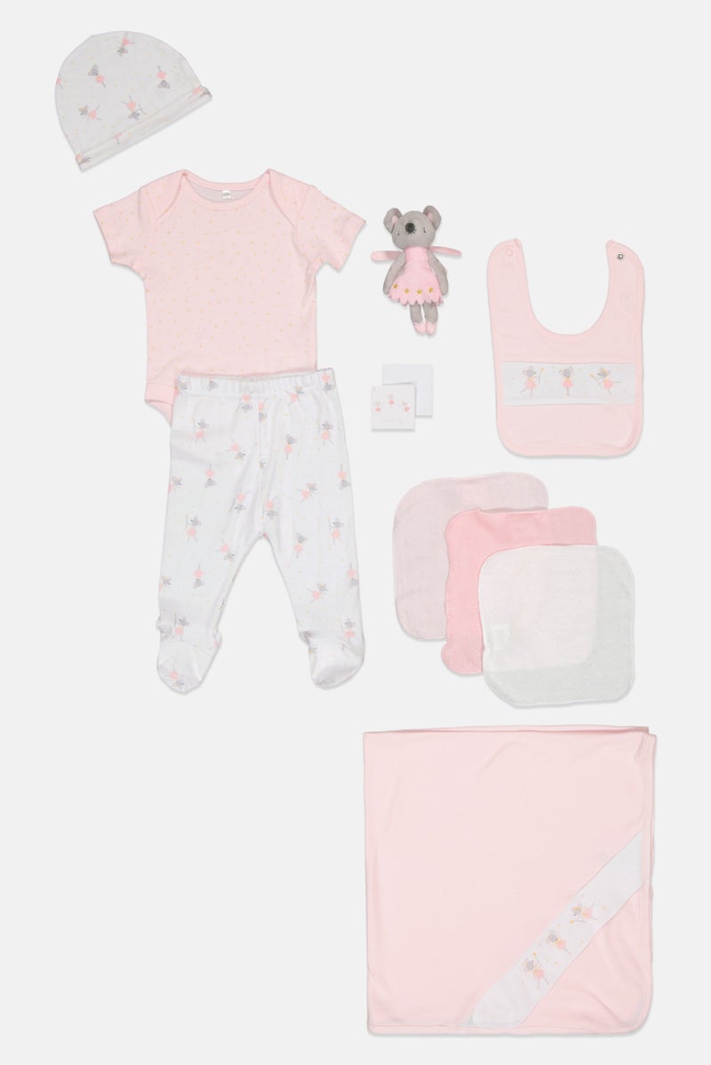 Rock-A-Bye Baby Boutique Toddlers Girl 10 Pieces Bodysuit And Pants Hanging Gift Set, Pink - Image 1