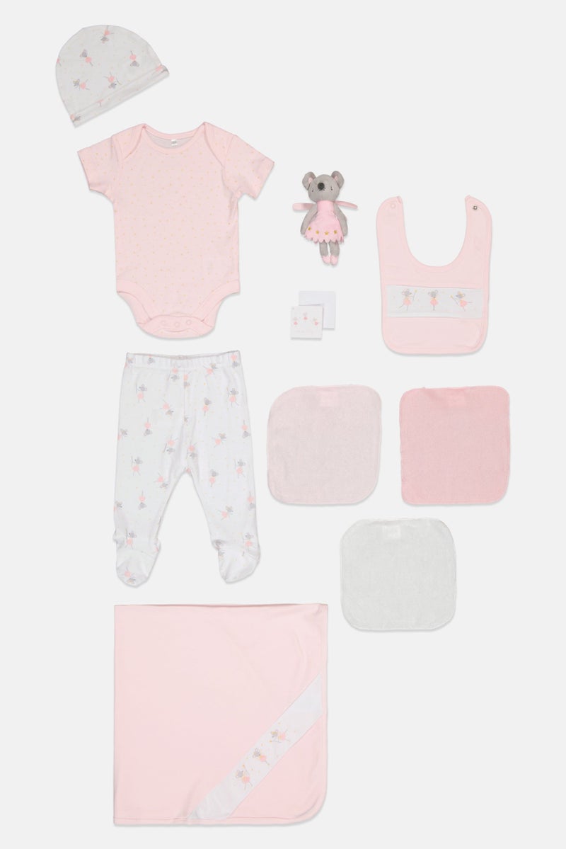 Rock-A-Bye Baby Boutique Toddlers Girl 10 Pieces Bodysuit And Pants Hanging Gift Set, Pink - Image 2